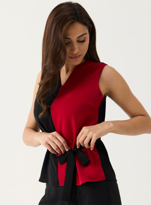 Two Tone Chiffon Sleeveless Top