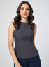 Straight Neck Sleeveless Grey Top