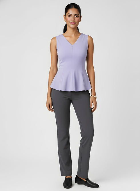 Lavender High V Neck Sleeveless Top