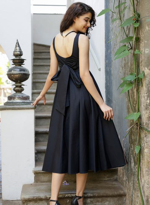 Back Bow Black Elegant Dress