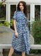 Hem Asymmetrical Blue Block Printed Dress