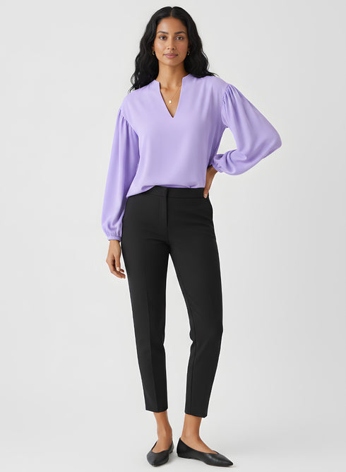 Long Sleeve VNeck Lavender Top