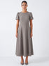 Khaki Green Round Neck Sleeve Dress