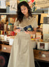 Khaki Green Waist Clinched Collared Dress