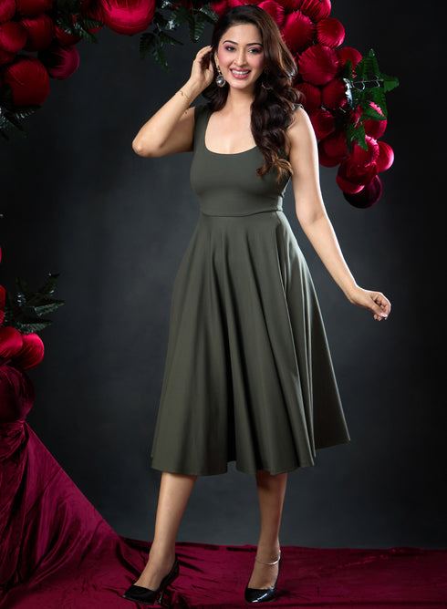 Deep Round Neck Ballerina Style Dress