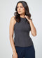 Straight Neck Sleeveless Grey Top