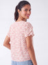 Short Sleeve Front Detailed Floral Printed Top