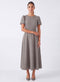 Khaki Green Round Neck Sleeve Dress