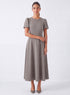 Khaki Green Round Neck Sleeve Dress
