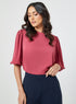 Round Neck Half Sleeve Pink Top