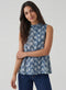 Sleeveless Collared Block Printed Top