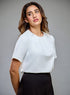 Pleated Neck Chiffon White Top