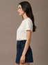 Navy Blue Cotton Mini Skirt