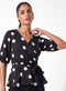 Black Polka Dot Peplum Waist Tie Top