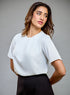 Pleated Neck Chiffon White Top