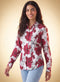 Red Floral Printed Chiffon Oversized Shirt