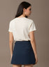 Navy Blue Cotton Mini Skirt