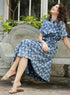 Hem Asymmetrical Blue Block Printed Dress