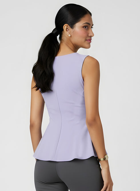 Lavender High V Neck Sleeveless Top