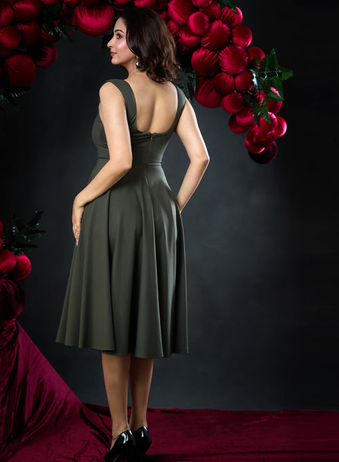 Deep Round Neck Ballerina Style Dress