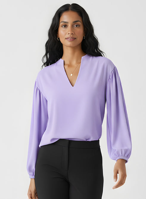 Long Sleeve VNeck Lavender Top