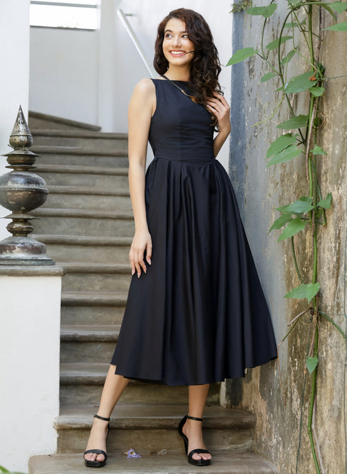 Back Bow Black Elegant Dress
