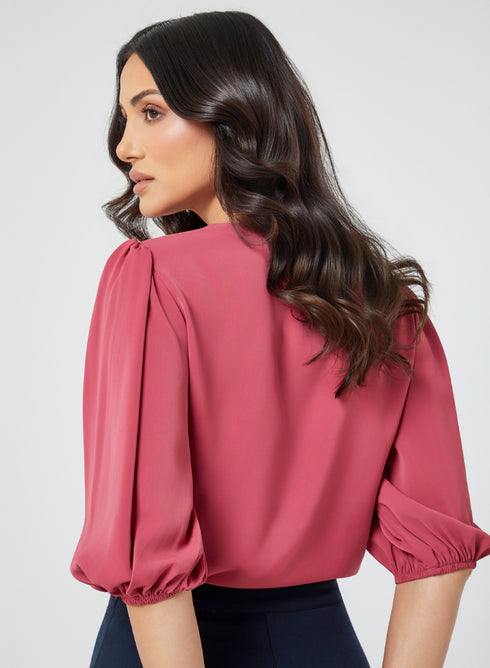 Round Neck Half Sleeve Pink Top