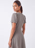 Khaki Green Round Neck Sleeve Dress