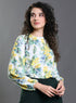Yellow Floral Elastic Sleeve Top