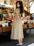 Khaki Green Waist Clinched Collared Dress