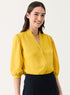 Yellow Solid Chiffon Elegant Top