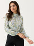 High Neck Printed Long Sleeve Top