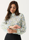High Neck Printed Long Sleeve Top