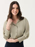 Lapel Collared Sation Shirt Top- Light Brown