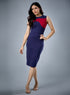 Wavy Contrast Bodycon Navy Dress
