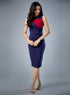 Wavy Contrast Bodycon Navy Dress