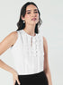 Frill And Pintuck Detailed Off-White Top
