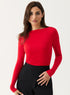 Long Sleeve Ponte Top - RED