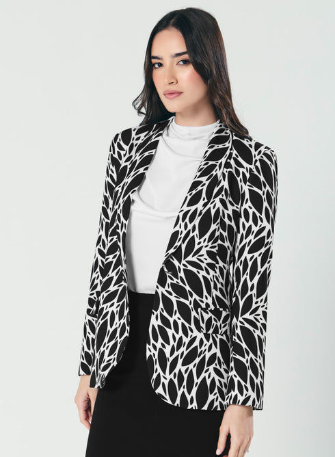 Printed Black And White Trendy Blazer