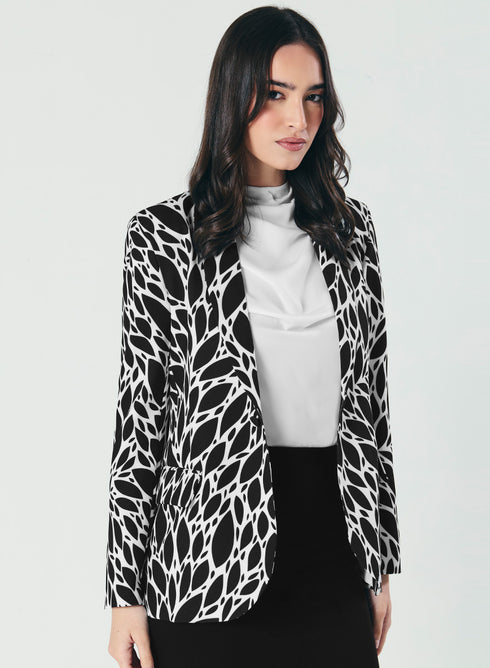 Printed Black And White Trendy Blazer