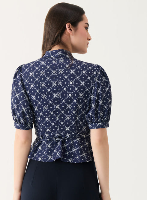 V Neck Crop Peplum Top