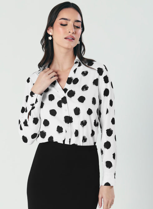 Deep V Neck Printed Chiffon Top