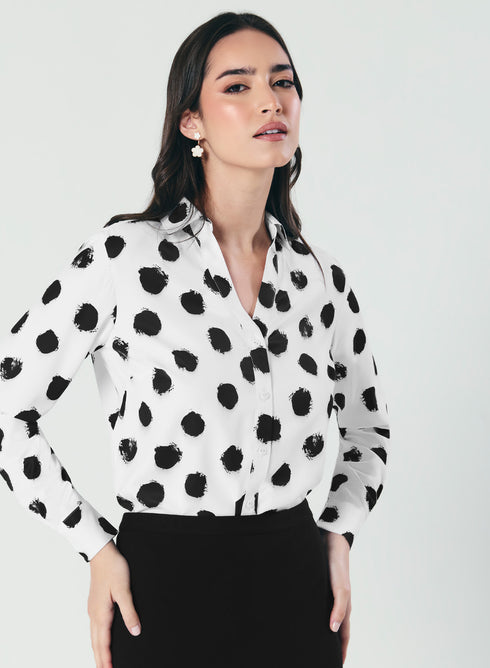 Deep V Neck Printed Chiffon Top