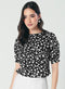 Short Sleeve Black White Printed Top