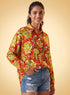 Yellow & Red Floral Printed Relaxed Oversized Shirt
