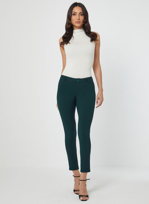 Green Skinny Low Waist Pant