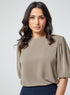 Round Neck Half Sleeve Brown Top
