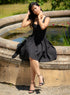 Black Deep Neck Cotton Dress