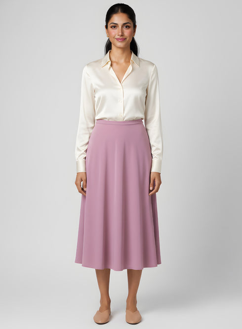 Pink Petite Ponte Stretch Midi Skirt