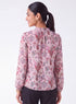 Pink Printed Long Sleeve Top With Collar Band